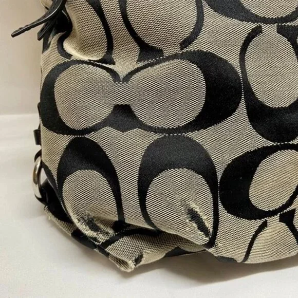 Coach Hobo Shoulderbag F15067 Signature Gray Canvas Black Leather Hand Bag READ - Picture 6 of 16